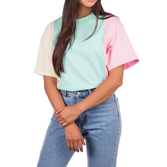 Teddy Fresh Tops - Teddy Fresh Colorblock Tee in Blue, Pink, and Cream